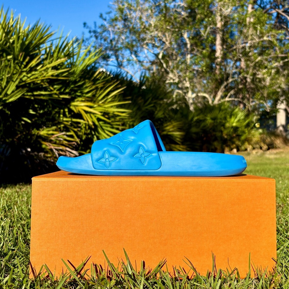 Louis Vuitton Blue Waterfront Mule Slide Size 10.5 Abloh FW21 Collector Sandal - Picture 6 of 16